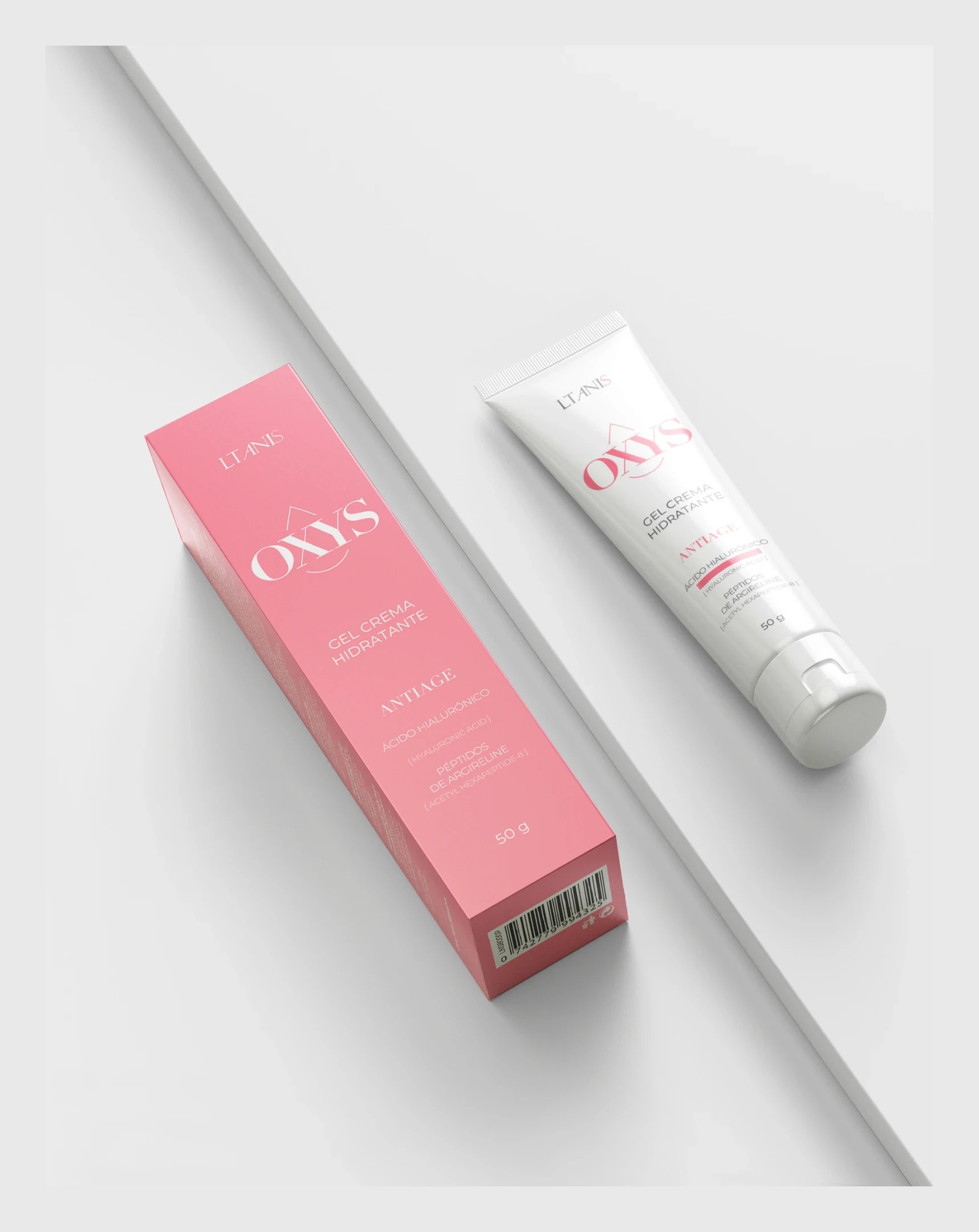 Oxys, gel crema hidratante, tubo de 50 g con su caja